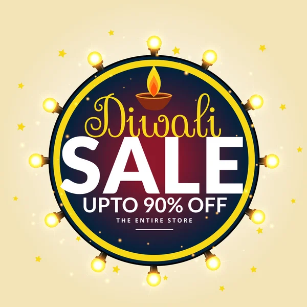 diwali festival sale banner with light bulbs in circle