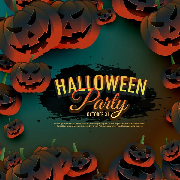 Halloween party background with scary pumpkins border — Stock Vector