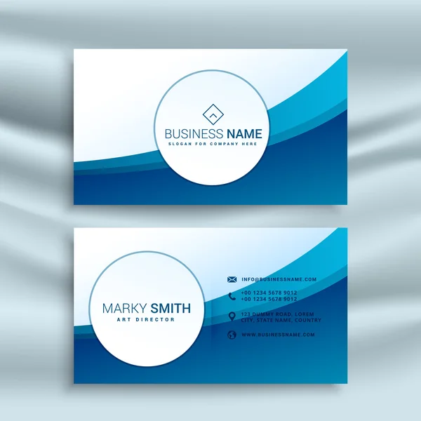 Πρότυπο επαγγελματική κάρτα με μπλε αφηρημένο κύμα — Διανυσματικό Αρχείο