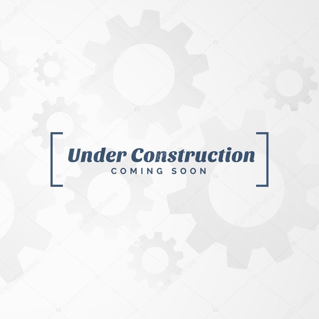 under construction text with gears