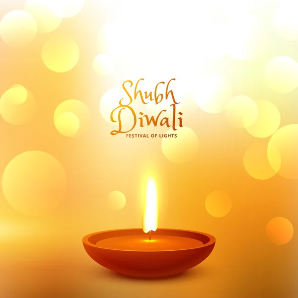 festival greeting of diwali with diya and bokeh effect