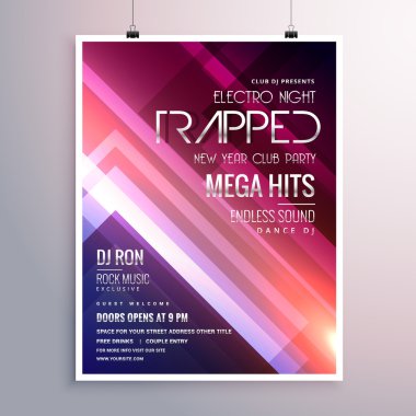inanılmaz parlak ışıklar müzik flyer şablonu soyut çizgili 
