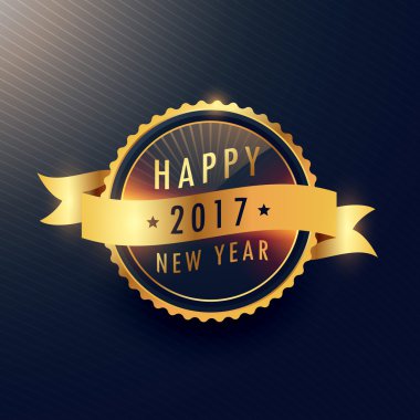 mutlu yeni yıl altın etiketi ile dalgalı şerit