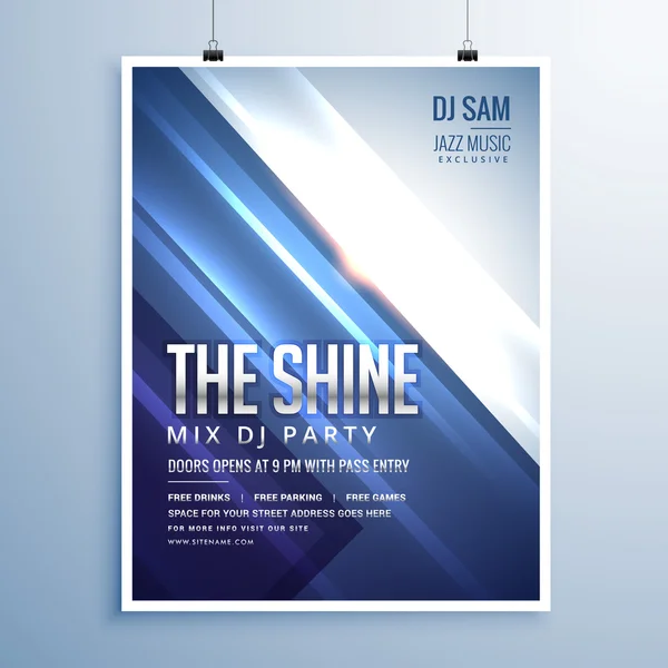 beautiful shiny abstract music party flyer template with blue st