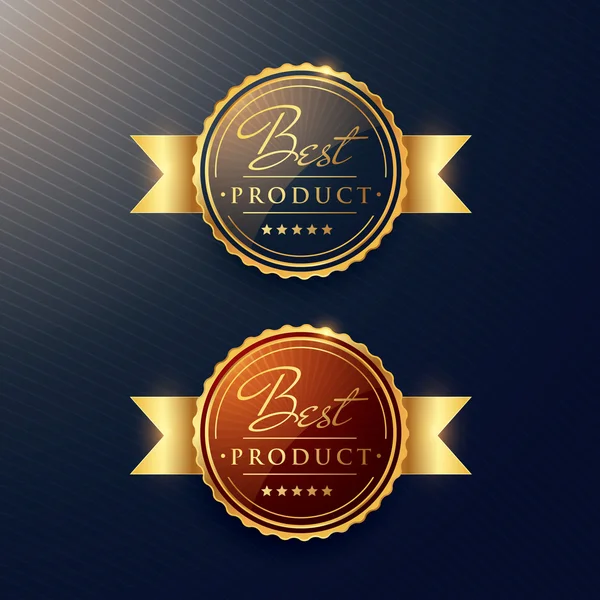 "最好的产品"豪华金标签集两个徽章 — 图库矢量图片