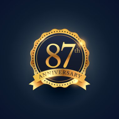 87 yıldönümü kutlama rozet etiketinde altın rengi