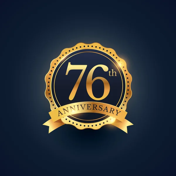 76e verjaardag viering badge label in gouden kleur — Stockvector