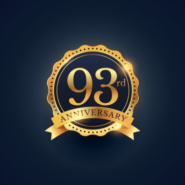 93 yıldönümü kutlama rozet etiketinde altın rengi