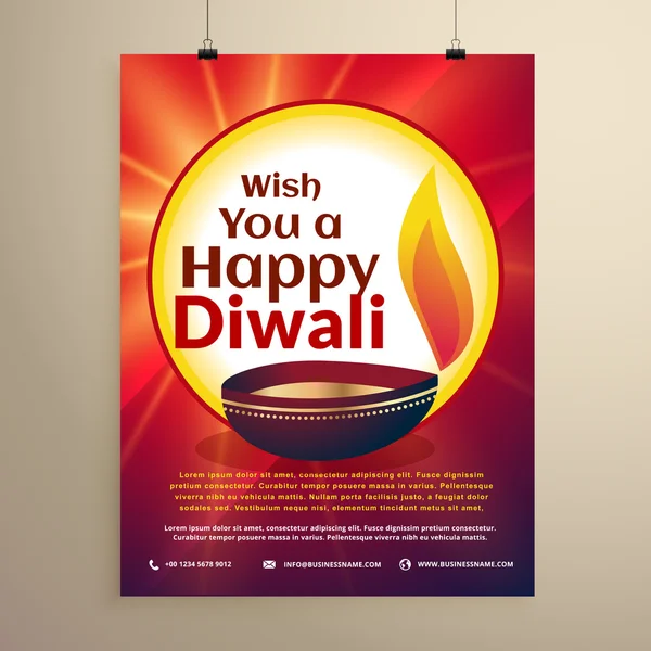 Diwali celebration flyer template for the festival. Diwali greet — Stock vektor