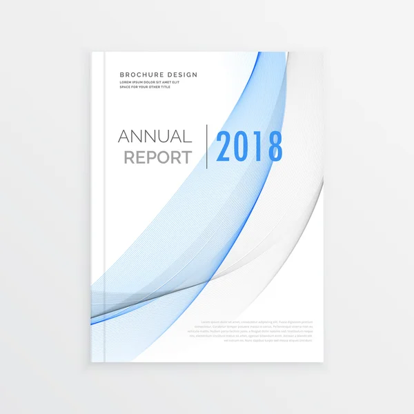 Projeto de brochura relatório anual com azul ans onda cinza — Vetor de Stock