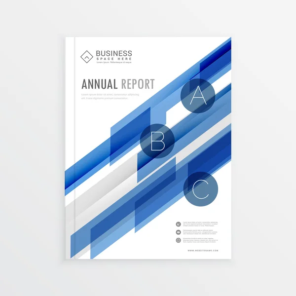 Projeto de modelo de relatório anual com formas abstratas azuis, brochura — Vetor de Stock