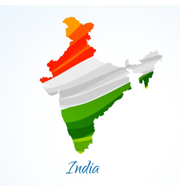 Mapa de la India con tricolor — Archivo Imágenes Vectoriales