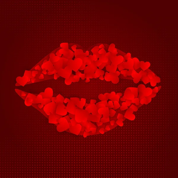 Labios hechos con corazones — Vector de stock