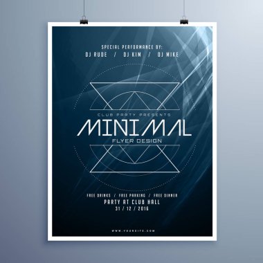 en az zarif müzik flyer şablonu soyut mavi renkte