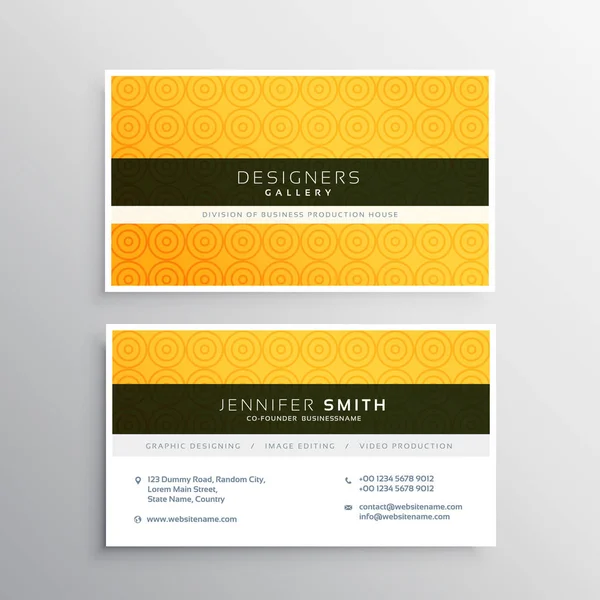 yellow minimal elegant business card template with circles patte