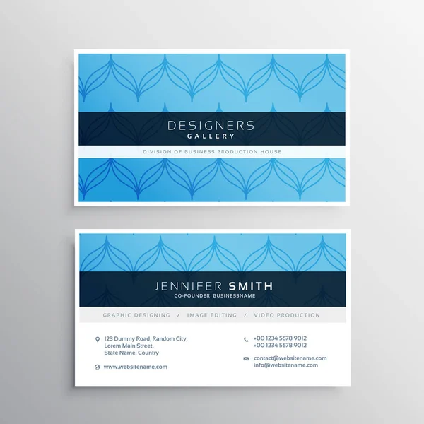 blue business card modern template with abstract elegant pattern