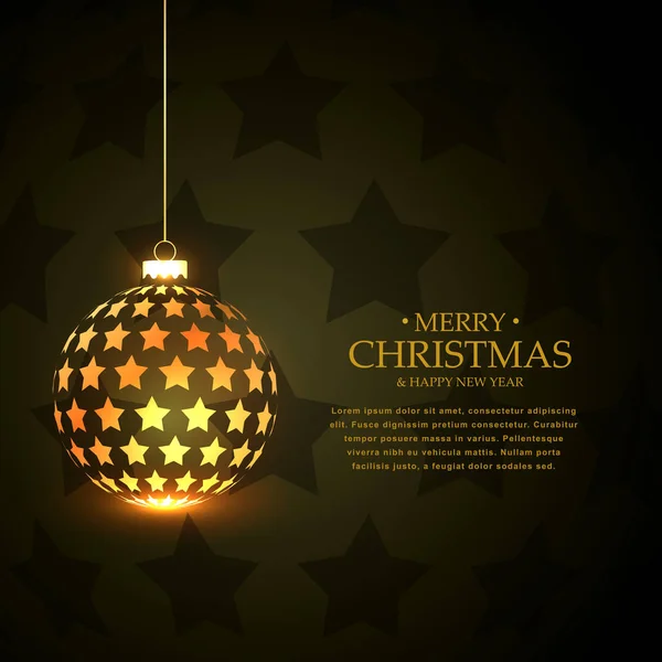 Golden hanging shiny christmas balls made with stars — Stock Vector