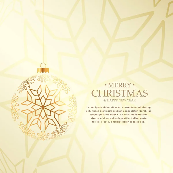 Elegant christmas background with hanging golden ball made with — Stock Vector