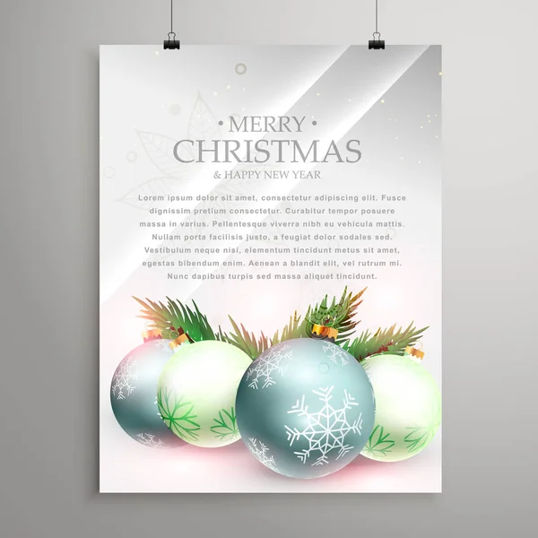 Christmas greeting card template flyer with realistic festival b — Stock Vector