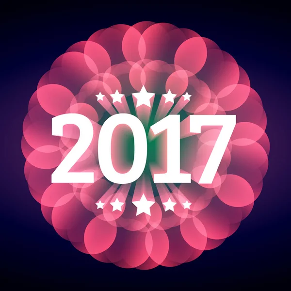 elegant happy new year text for 2017 with pink flower background