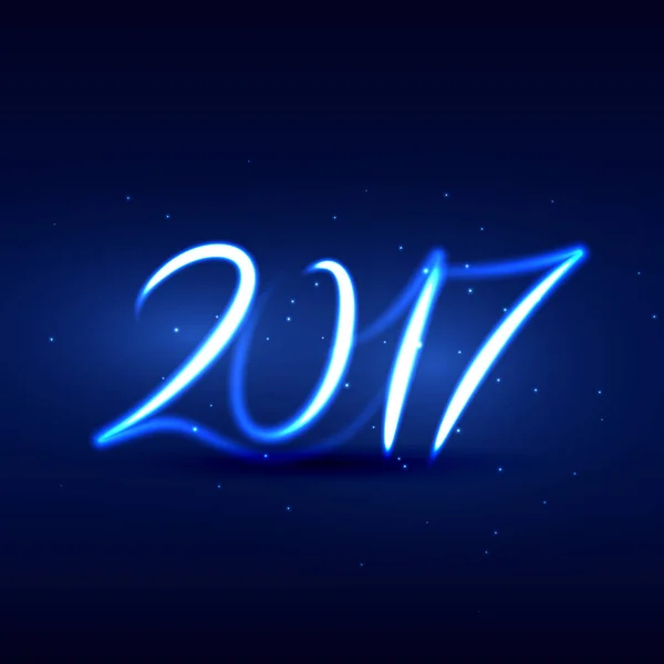 Künstlerischen 2017 Text in Neon-Stil geschrieben. frohes neues Jahr — Stockvektor