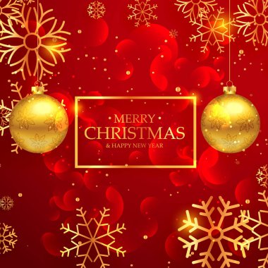 Kırmızı neşeli Noel tebrik kartı altın ba asma şaşırtıcı