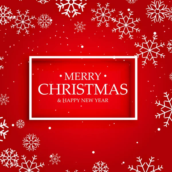 Beyaz kar taneleri ile merry Christmas kırmızı arka plan