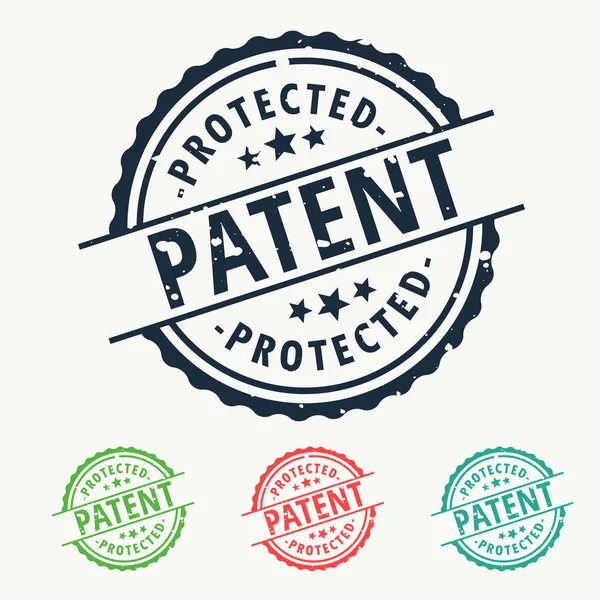 Patent protected rubber stamp badge set — Stock Vector
