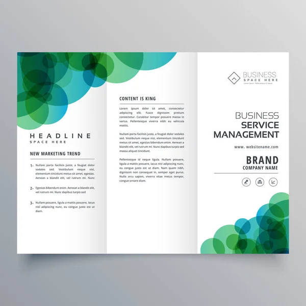 modern abstract green and blue circles business trifold brochure