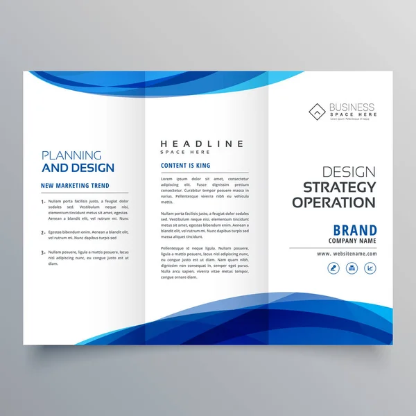 Stylowy niebieski fala biznes broszura szablon dla marketingu — Wektor stockowy