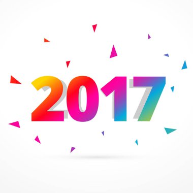 renkli mutlu yeni yıl 2017 metin konfeti ile