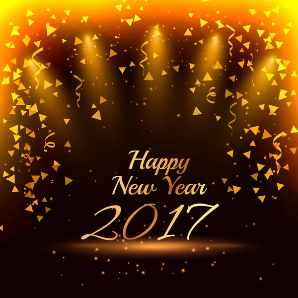 Élégant heureux nouvel an 2017 fond de fête avec des lumières dorées — Image vectorielle