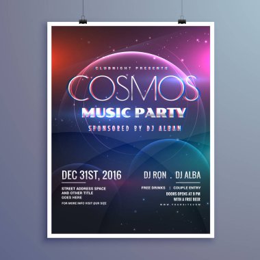 Cosmos müzik parti olay el ilanı şablonu modern yaratıcı tarzı
