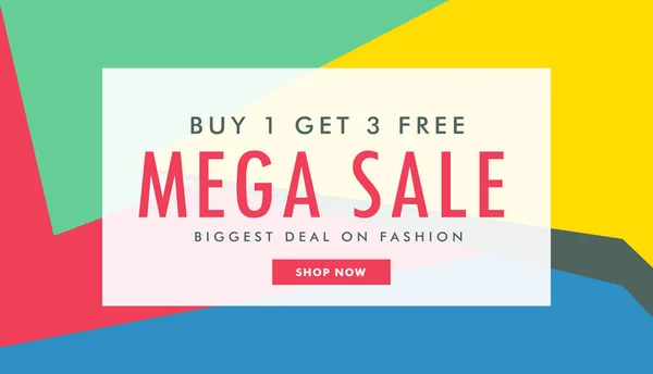 Mega Πώληση μάρκετινγκ πρότυπο banner με abstract πολύχρωμο σχήμα — Διανυσματικό Αρχείο