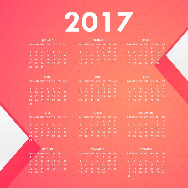 Fondo rosa para el calendario 2017 — Vector de stock