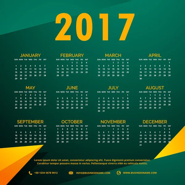 Absztrakt formák, stílusos naptár 2017 — Stock Vector