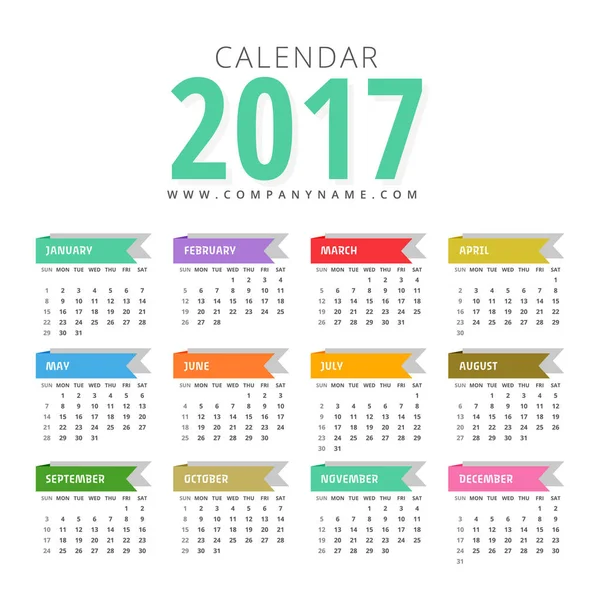 Modern 2017 calendar design template — Stock Vector