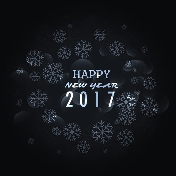 Heureuse année 2017 salutation design sur fond noir avec sno — Image vectorielle