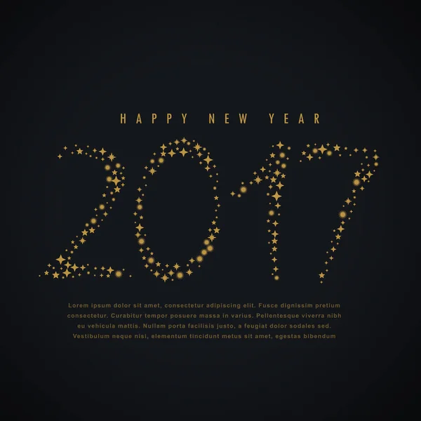 Темный фон с золотым текстом желания на 2017 год — стоковый вектор