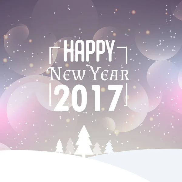 beautiful snowy background with 2017 new year wishes