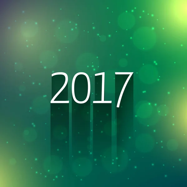 Зеленый фон боке с текстом 2017 года — стоковый вектор