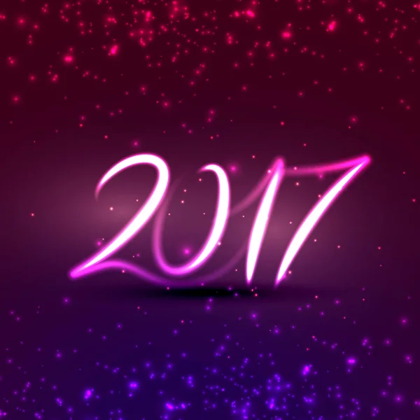 Stil neon 2017 efect text pentru sărbătorile de Anul Nou — Vector de stoc