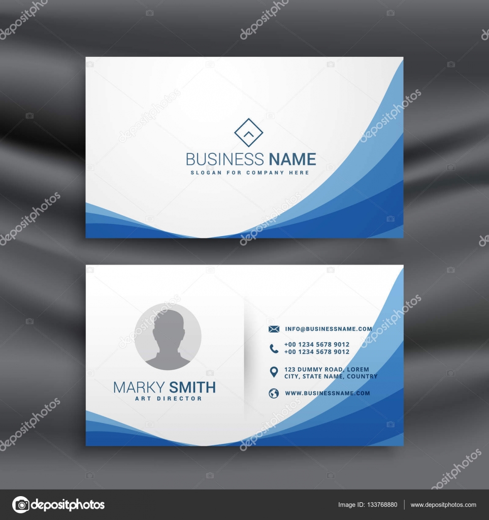 Blue wave simple business card design template Stock Vector Image In Business Card Maker Template