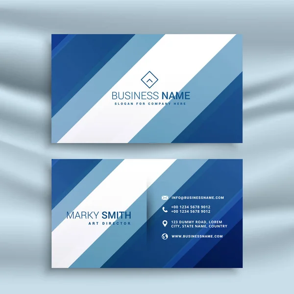 Design d'identité de carte de visite d'entreprise avec des rayures bleues — Image vectorielle