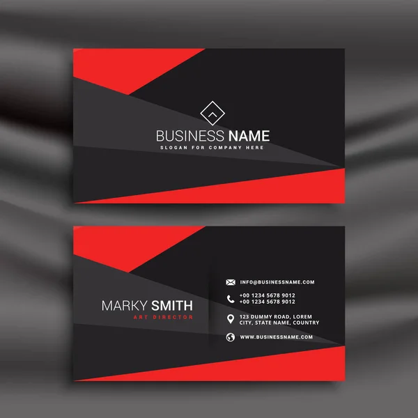 black and red business card template with polygonal shapes