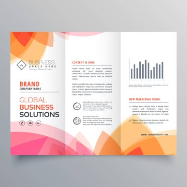 business trifold brochure template with soft pink and orange col clipart