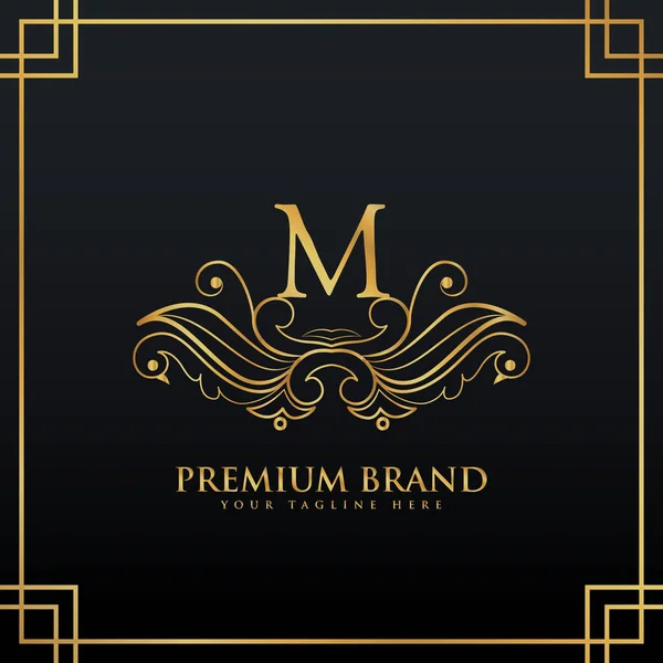 Elegantes goldenes Premium-Markenlogo-Konzept mit floralem Stil — Stockvektor