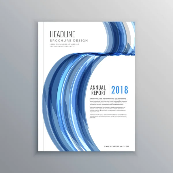 business brochure cover template design in abstract blue wavy sh
