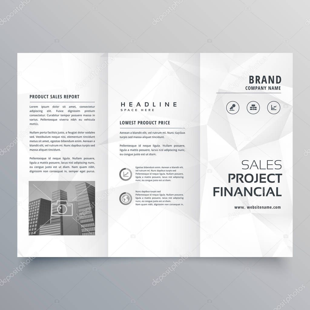 minimal abstract gray polygon shapes trifold brochure template