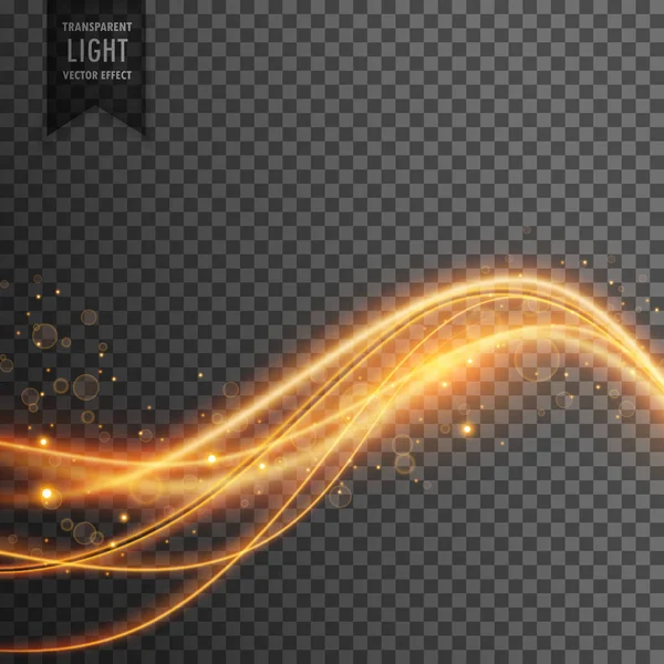 Light effect of golden light waves with sparkles — Stock Vector